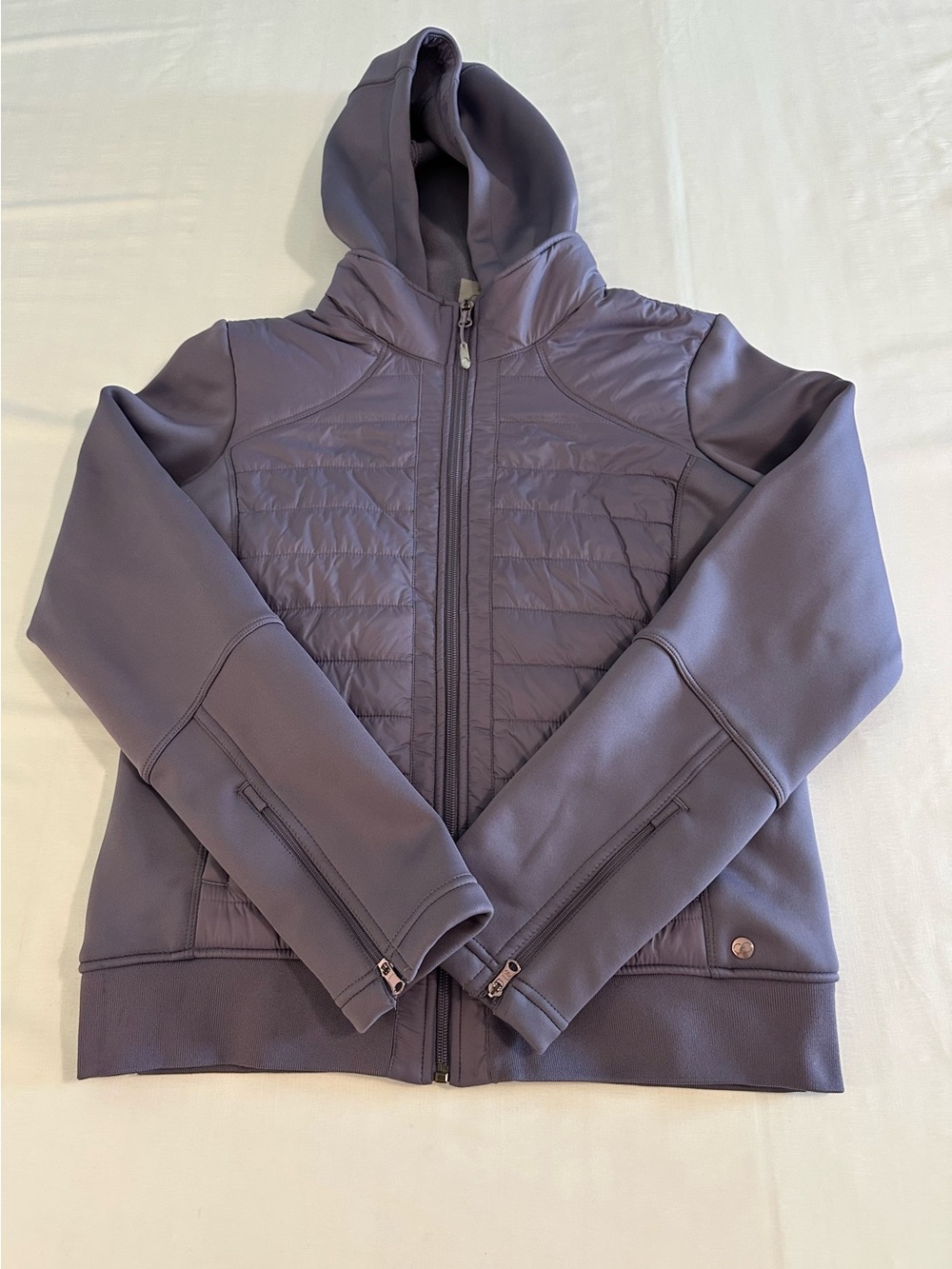 Hooded Quilted Women's Puffer Jacket - Dusty Purple
